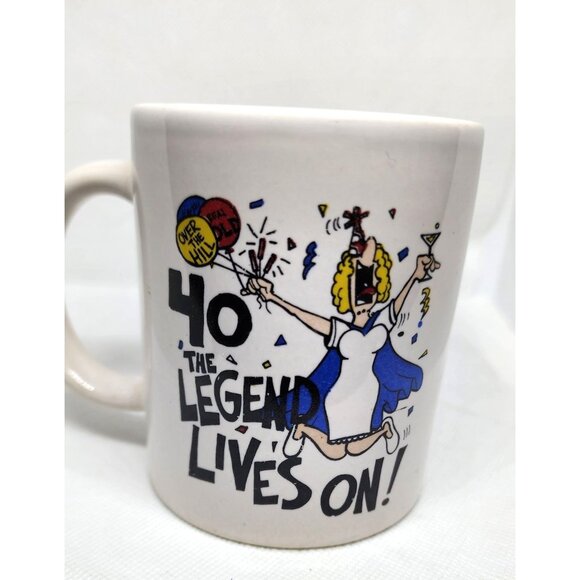 40th Birthday Ceramic Mug "40 The Legend Lives On" White With Colorful Design - Picture 8 of 8